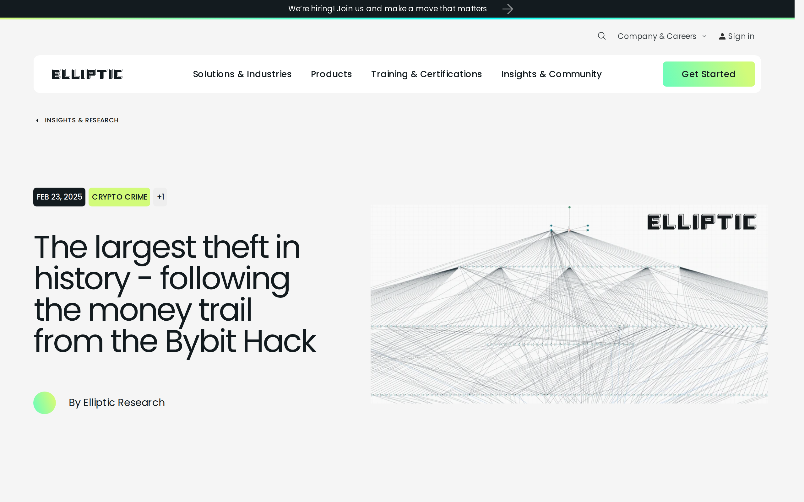 Elliptic blog post headed The largest theft in history, following the money trail from the Bybit Hack