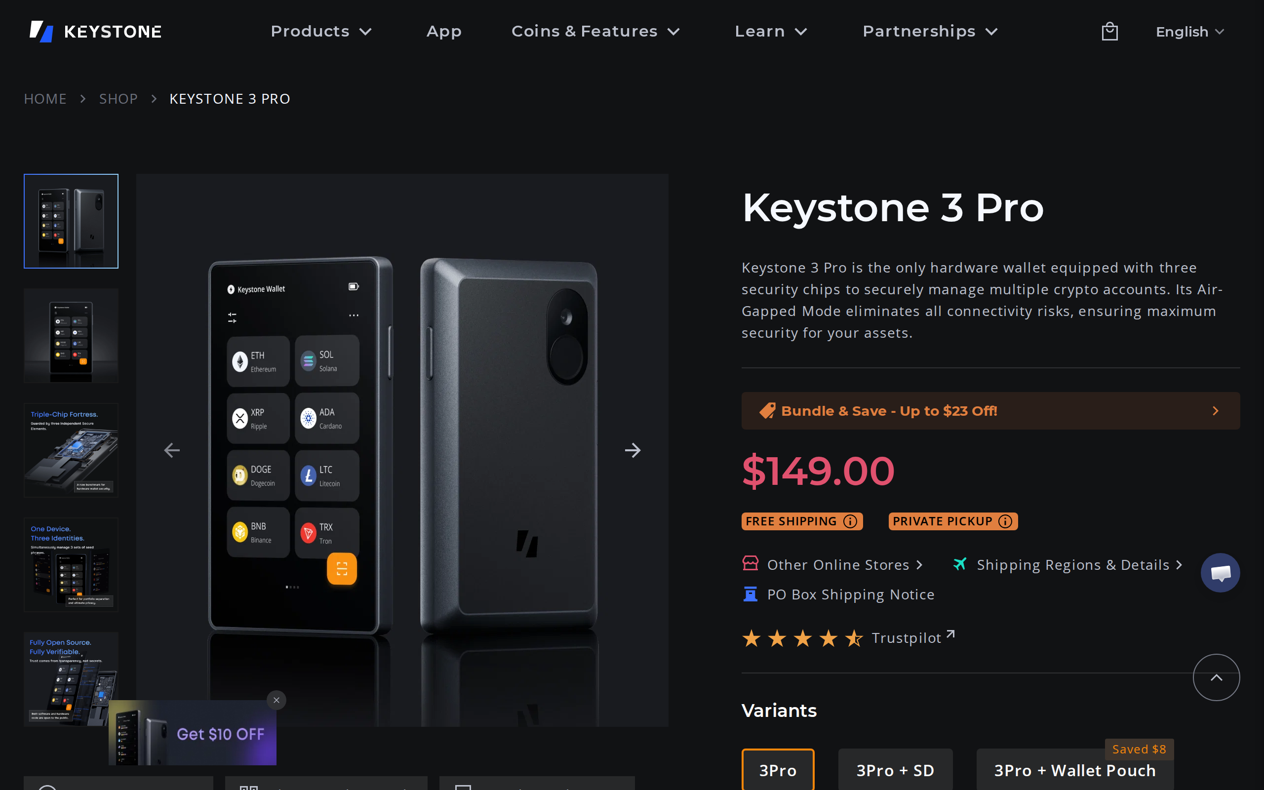 Keystone 3 Pro product page on a dark background with the headline Keystone 3 Pro