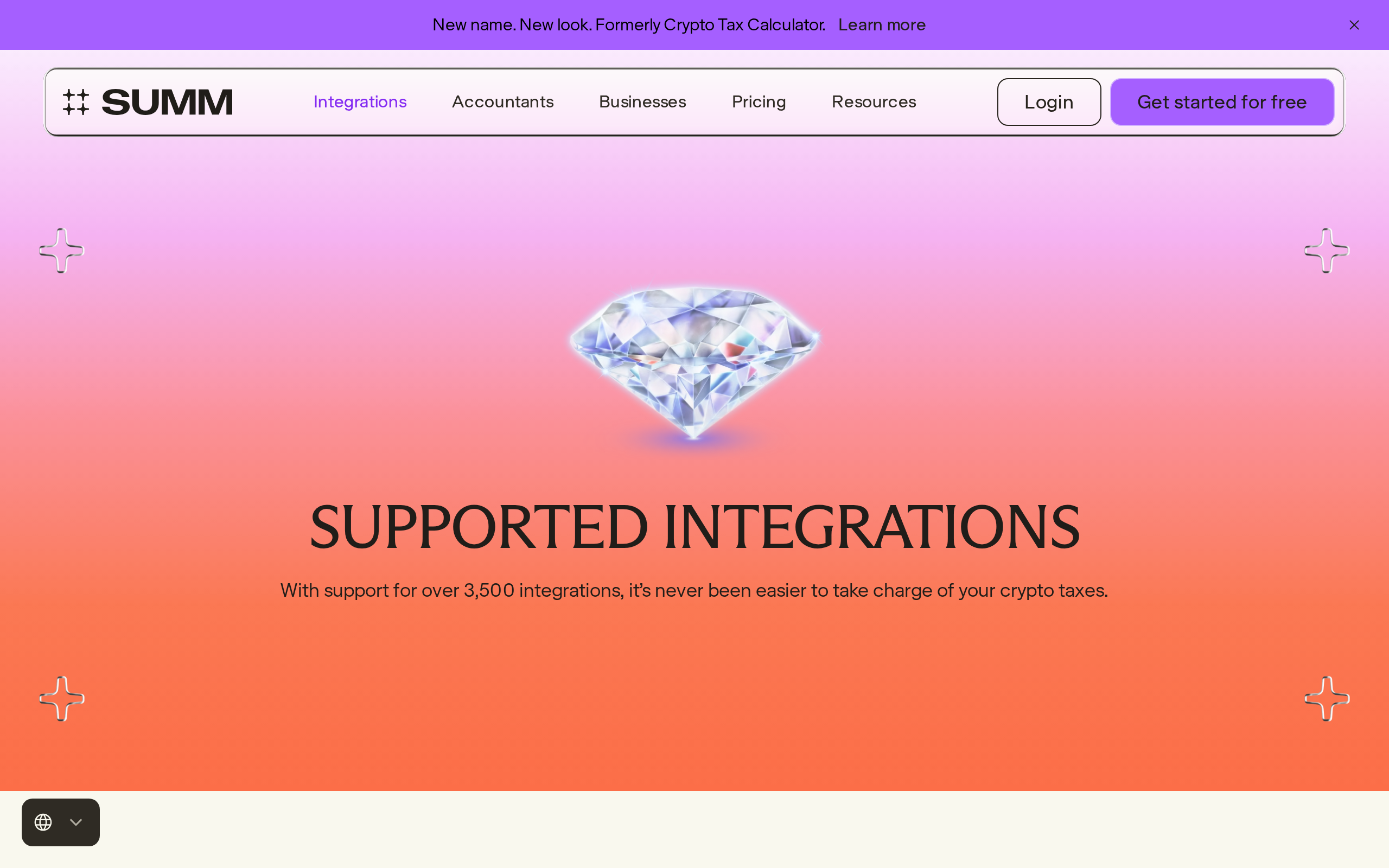 Summ's integrations page headline about more than 3,500 integrations